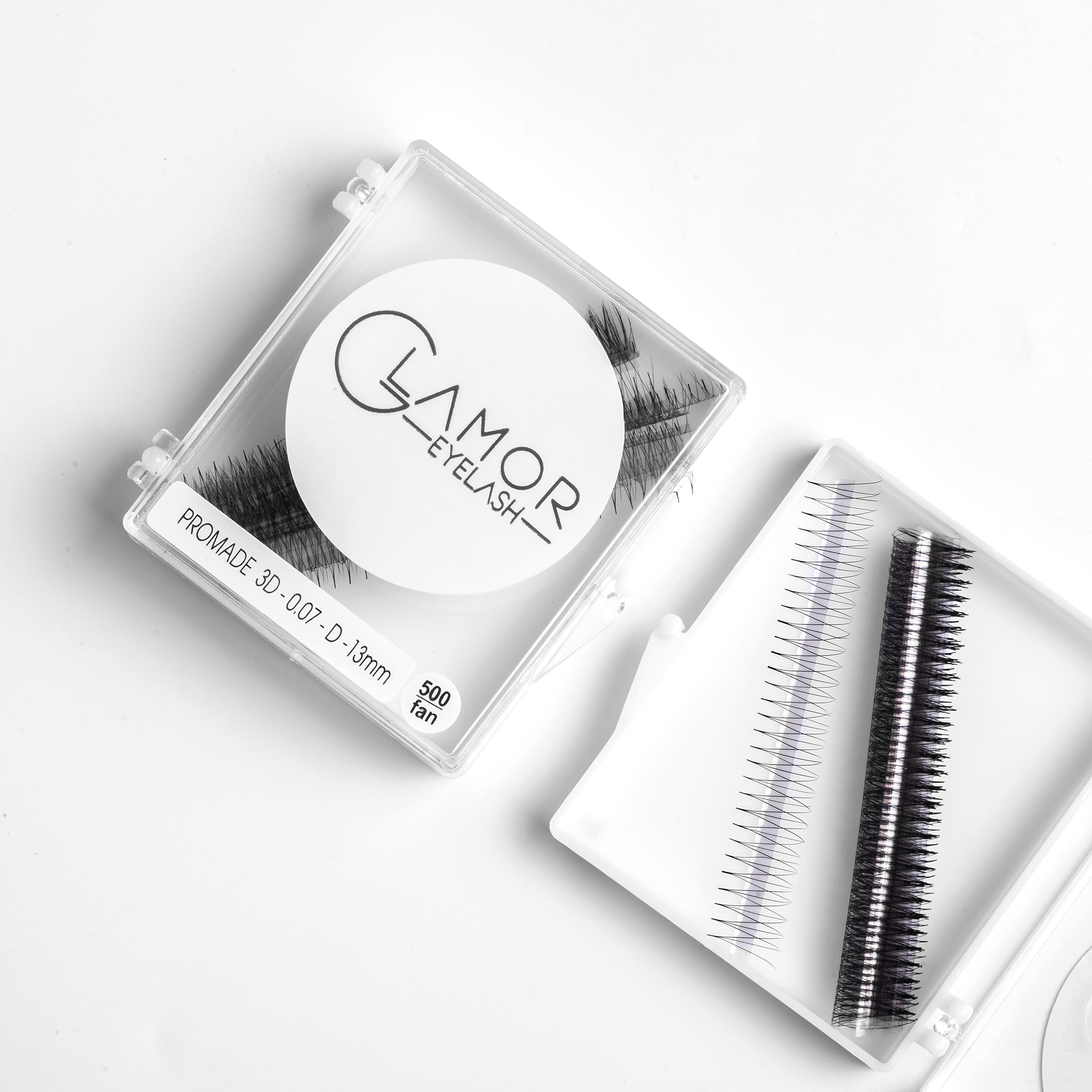 3D Ultra-speed Promade fans GLAMOREYELASH 500 FANS Promade Natural Fans Eyelashes Extensions | Handmade Individual Lashes 0.07mm of Mink Lashes - GlamorEyelash